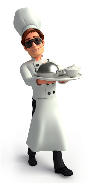 年轻厨师与平底锅图片下载