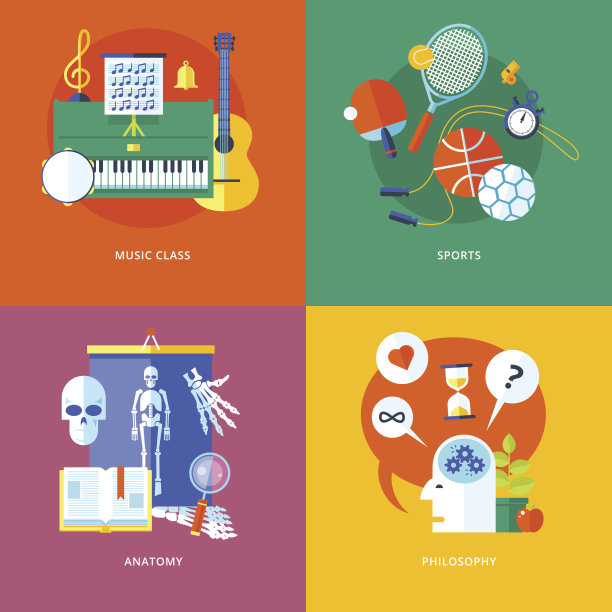 一套平面设计概念图标学校和教育。图片下载