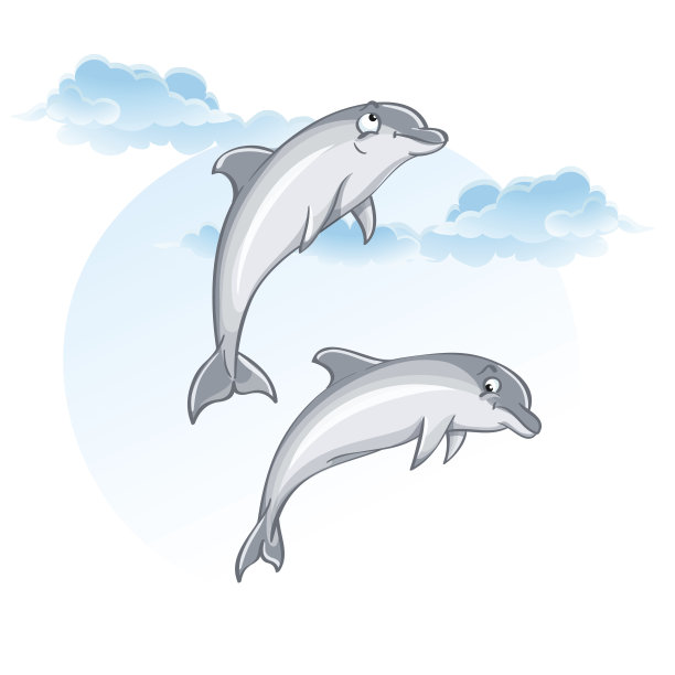 海豚的卡通形象。图片下载