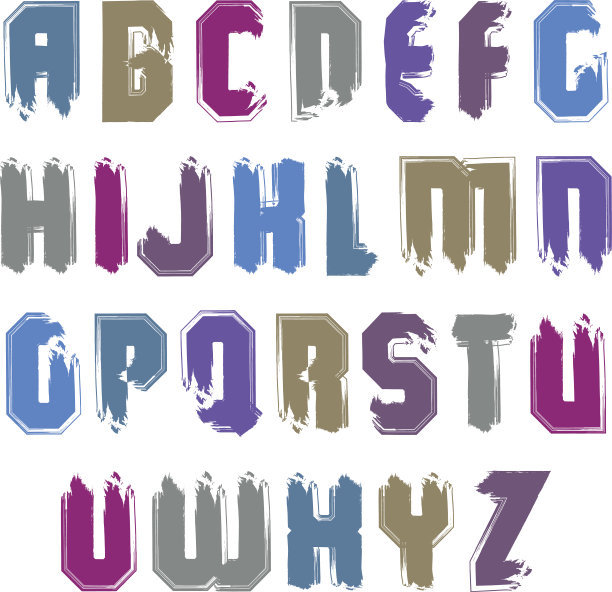 手写彩色矢量大写字母，时尚的字母图片下载