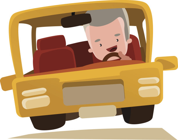 爷爷开车一个矢量插图卡通人物图片下载