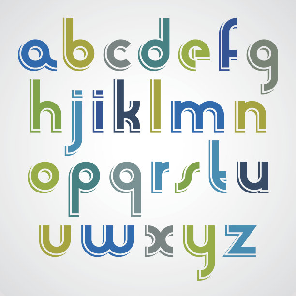 彩色卡通字体，圆角小写字母图片下载