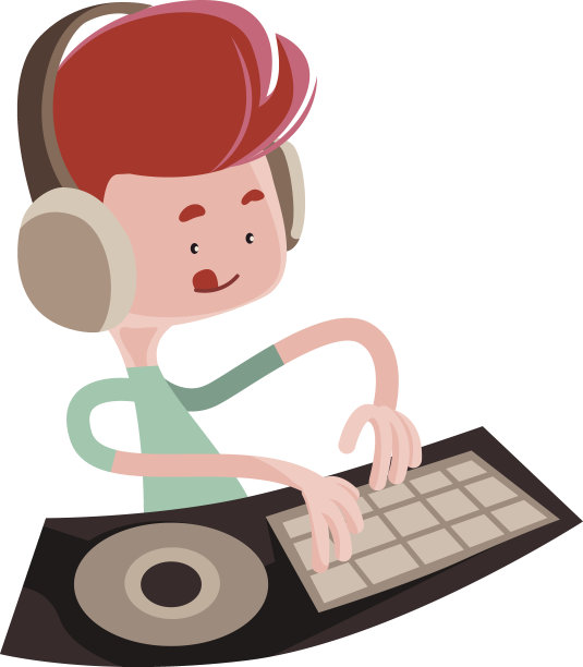 Dj播放音乐节拍矢量插图卡通人物图片下载