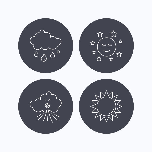 天气、太阳和雨的图标。图片下载