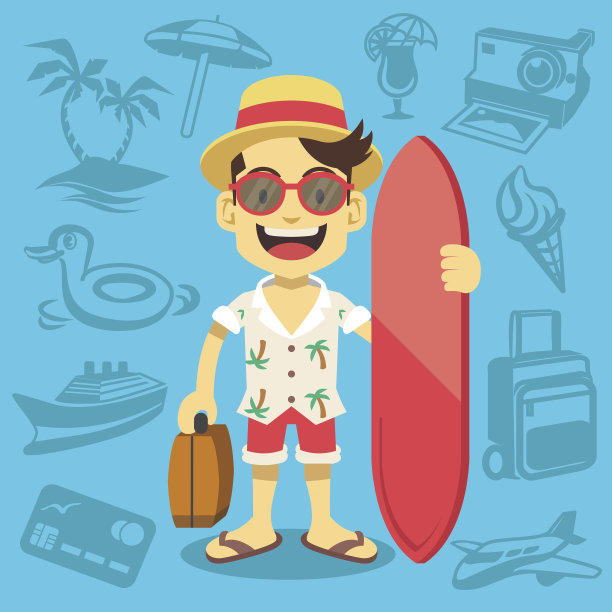 快乐帅气的旅游吉祥物。图片下载