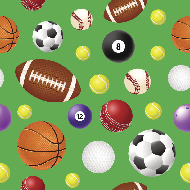 运动球无缝图案上的绿色背景图片下载