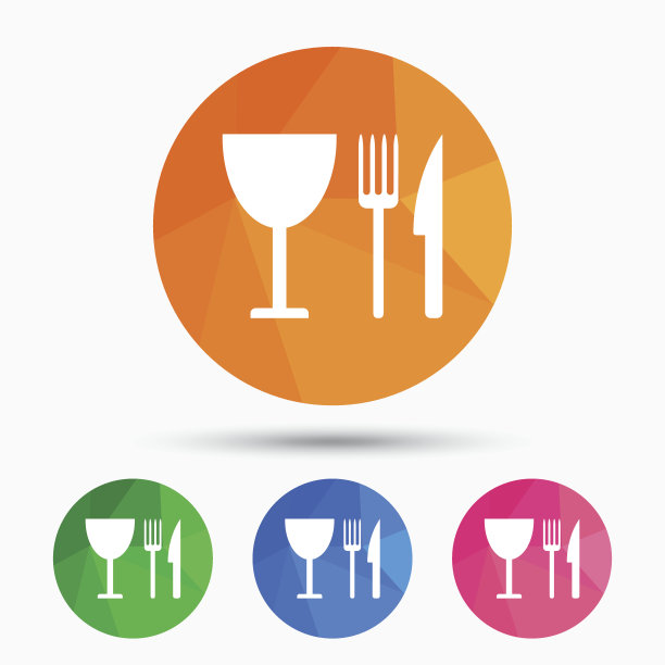 吃符号图标。刀，叉和酒杯。图片下载