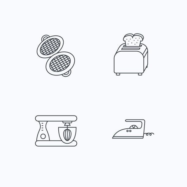 熨斗、烤面包机和搅拌机图标。图片下载
