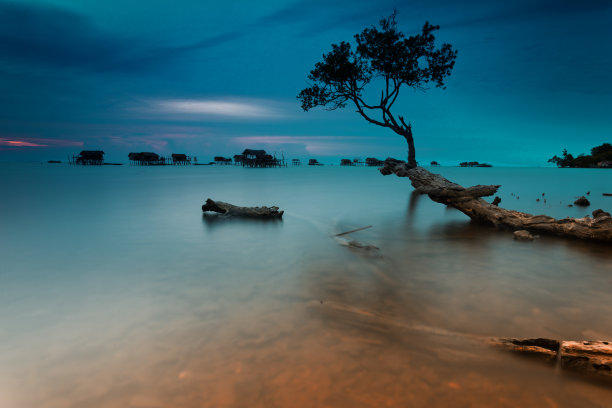 热带海滩和水村图片下载