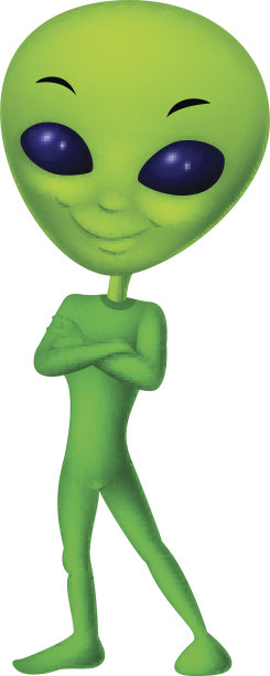 可爱的绿色外星人卡通图片下载