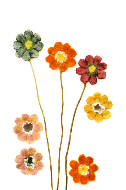 白色背景上的七种颜色的毛毡图片下载