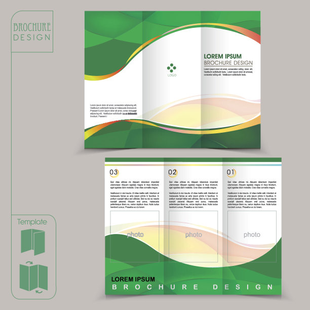三折绿色模板用于商业广告宣传册图片下载