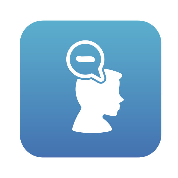 消极思维设计上蓝色扁平按钮，干净矢量图片下载