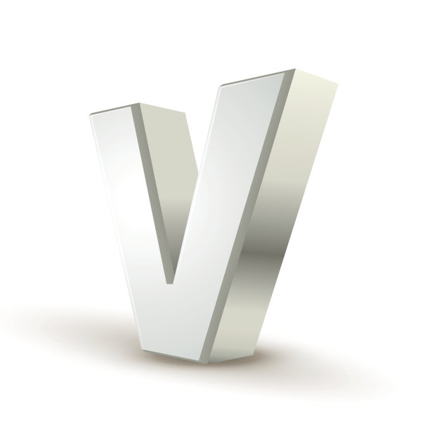 3d字母银V图片下载