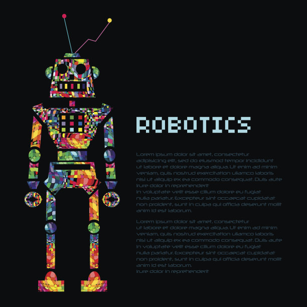 彩色机器人战士半机械人。向量EPS 10图片下载