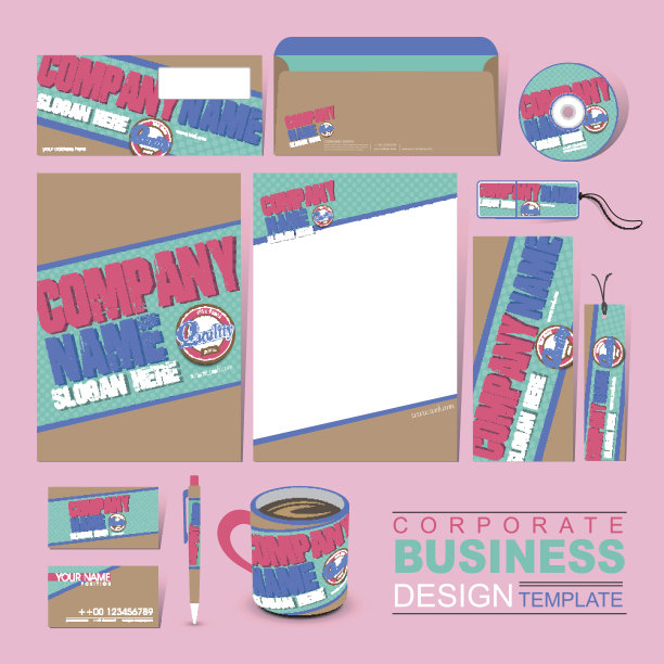 商业企业身份模板与复古风格图片下载