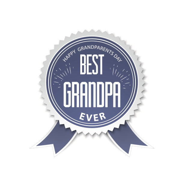 最好的带丝带的爷爷徽章。说明快乐的祖父母图片下载