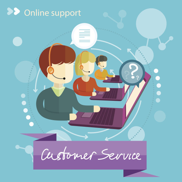 客户服务人员使用笔记本电脑的插图图片下载