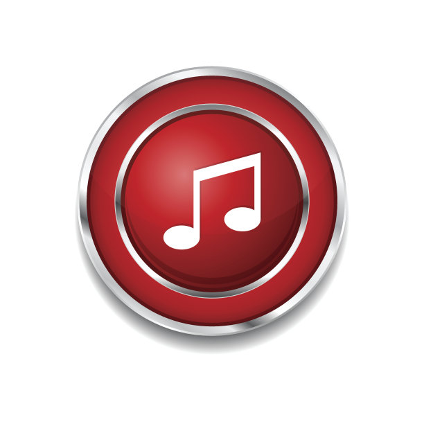 音乐音符圆形矢量红色网页图标按钮图片下载