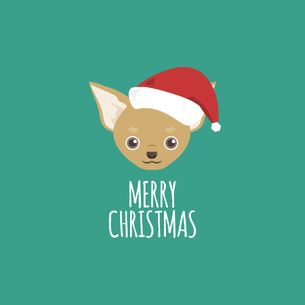 圣诞贺卡快乐，吉娃娃图片下载