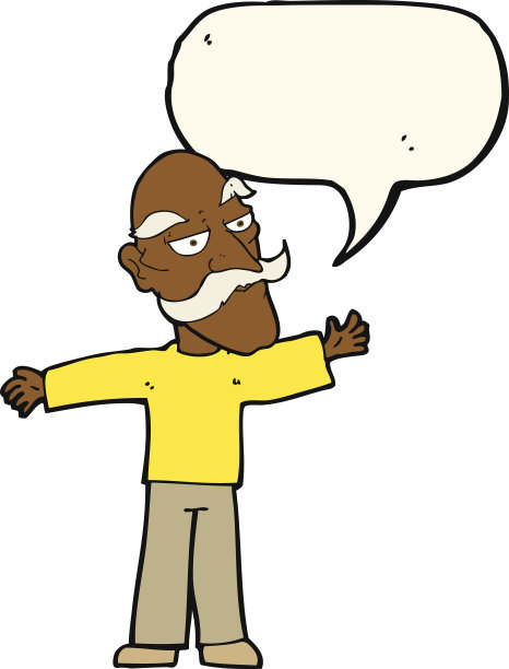 卡通老人张开双臂，吹着泡泡图片下载