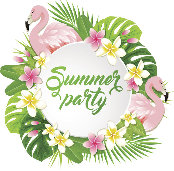 夏天的横幅和火烈鸟图片下载