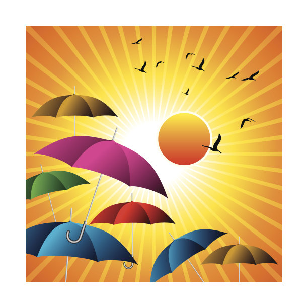 矢量-彩色矢量伞和鸟类图片下载