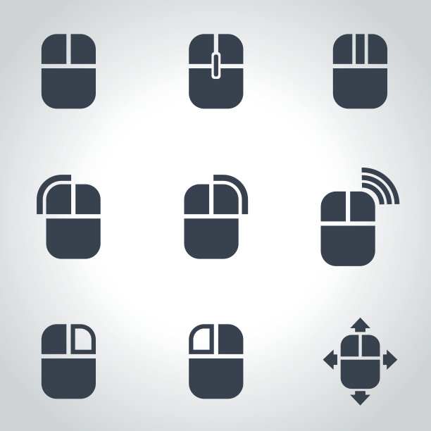 向量黑色电脑鼠标图标设置图片下载