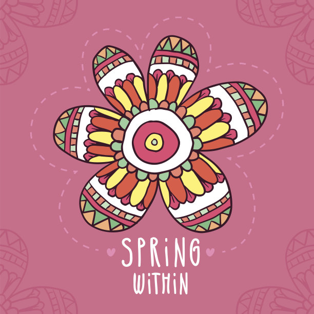 卡片背景与民族风格的手绘花图片下载