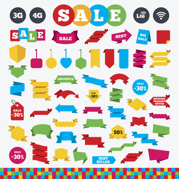 移动电信图标。3G, 4G和LTE。图片下载