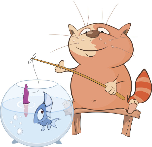 可爱的猫渔民插图。卡通人物图片下载