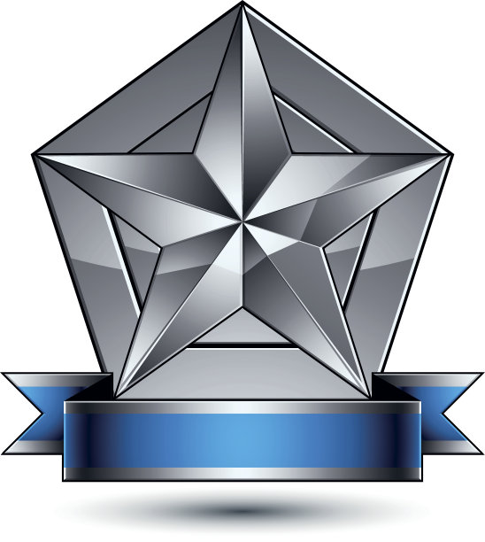 3d矢量经典保护符号，复杂的银色纹章图片下载