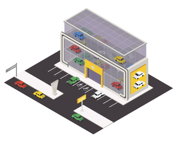 矢量等距建筑图标图片下载