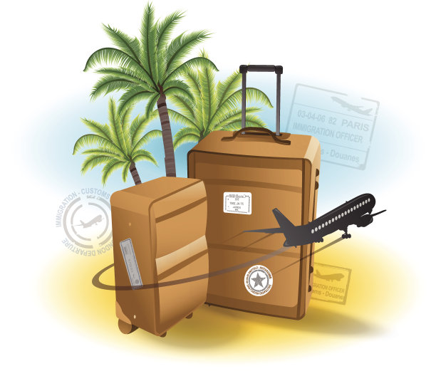 旅行箱背景夏日海滩图片下载