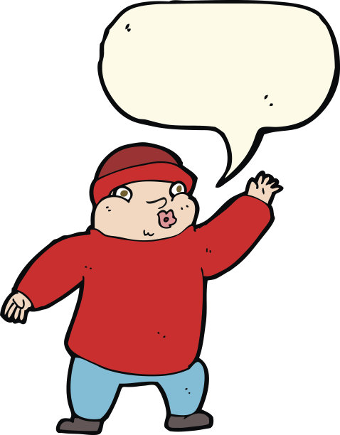 卡通人物戴着帽子挥舞着气泡说话图片下载