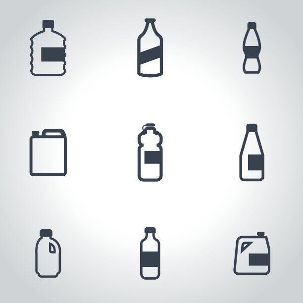 向量黑色瓶子图标设置图片下载