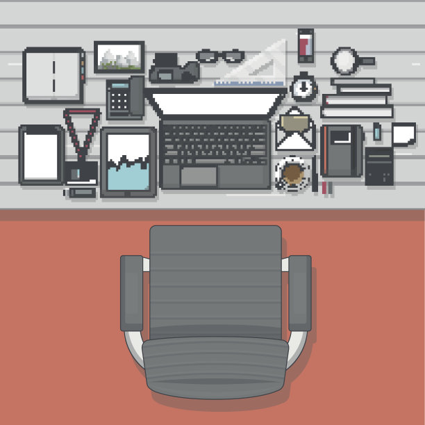 高质量的工作场所平面设计。矢量插图,图片下载