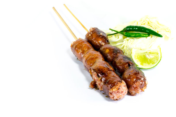 泰国烤香肠白色背景图片下载