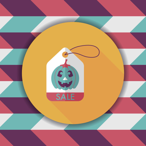 万圣节销售扁平图标与长影子，eps10图片下载