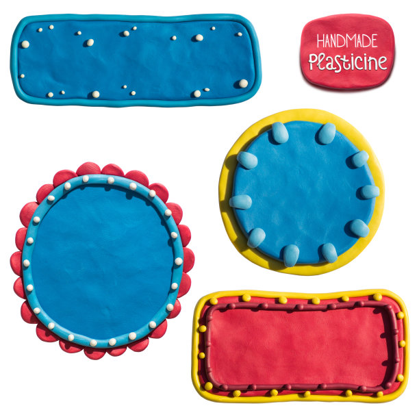 粘土腻子，橡皮泥手工制作尺寸形状和徽章模板捆绑。图片下载