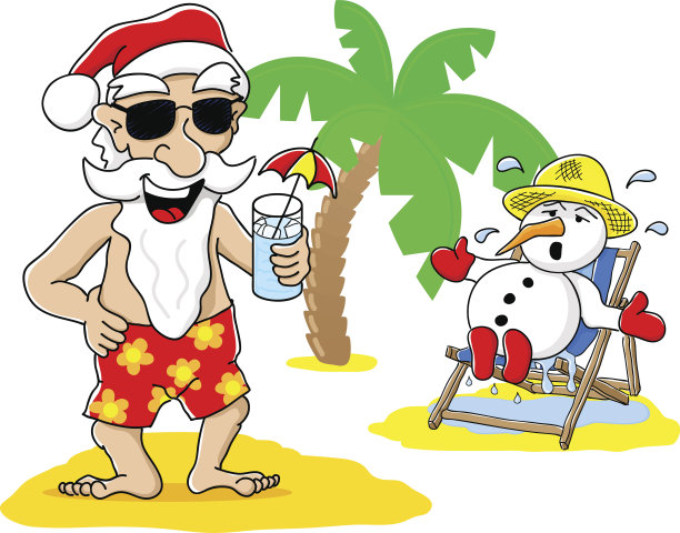 圣诞老人和雪人在圣诞节度假图片下载