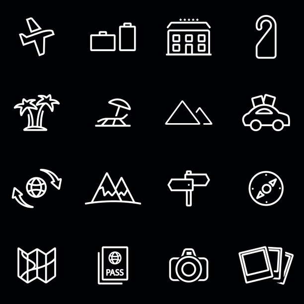 向量线旅行图标设置图片下载