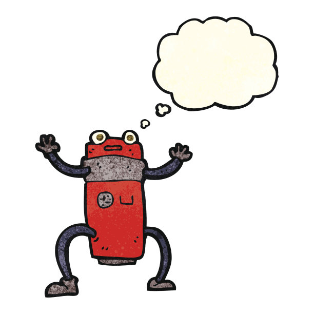 卡通机器人与思想泡泡图片下载