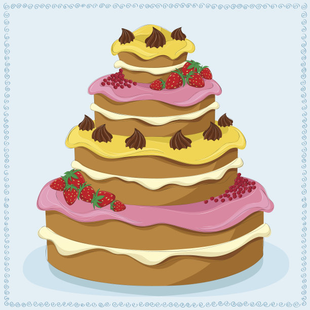 奶油蛋糕和水果图片下载