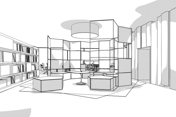 办公室内部透视线图片下载