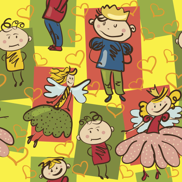 明亮的无缝模式与小王子和有趣的男孩图片下载