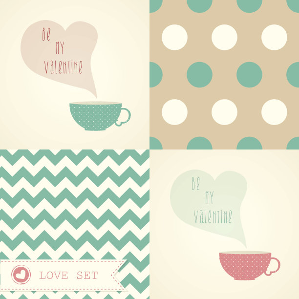 情人节卡片，一个杯子和图案图片下载