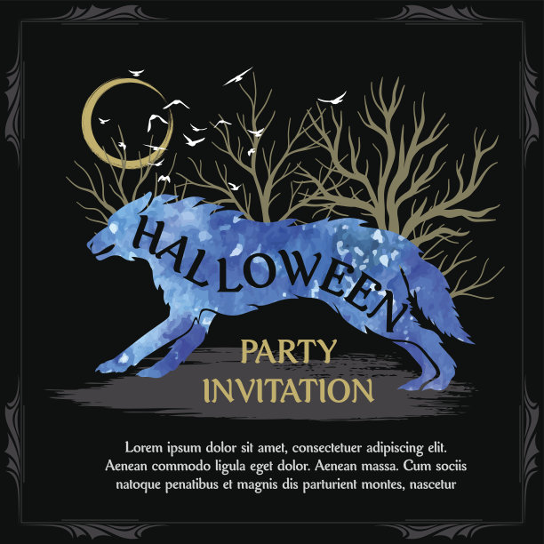 万圣节邀请卡与童话场景图片下载