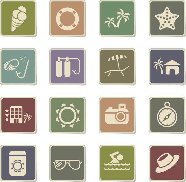 海滩上简单的图标图片下载