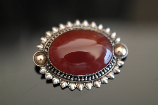 古董实心银玛瑙玛瑙胸针金图片下载
